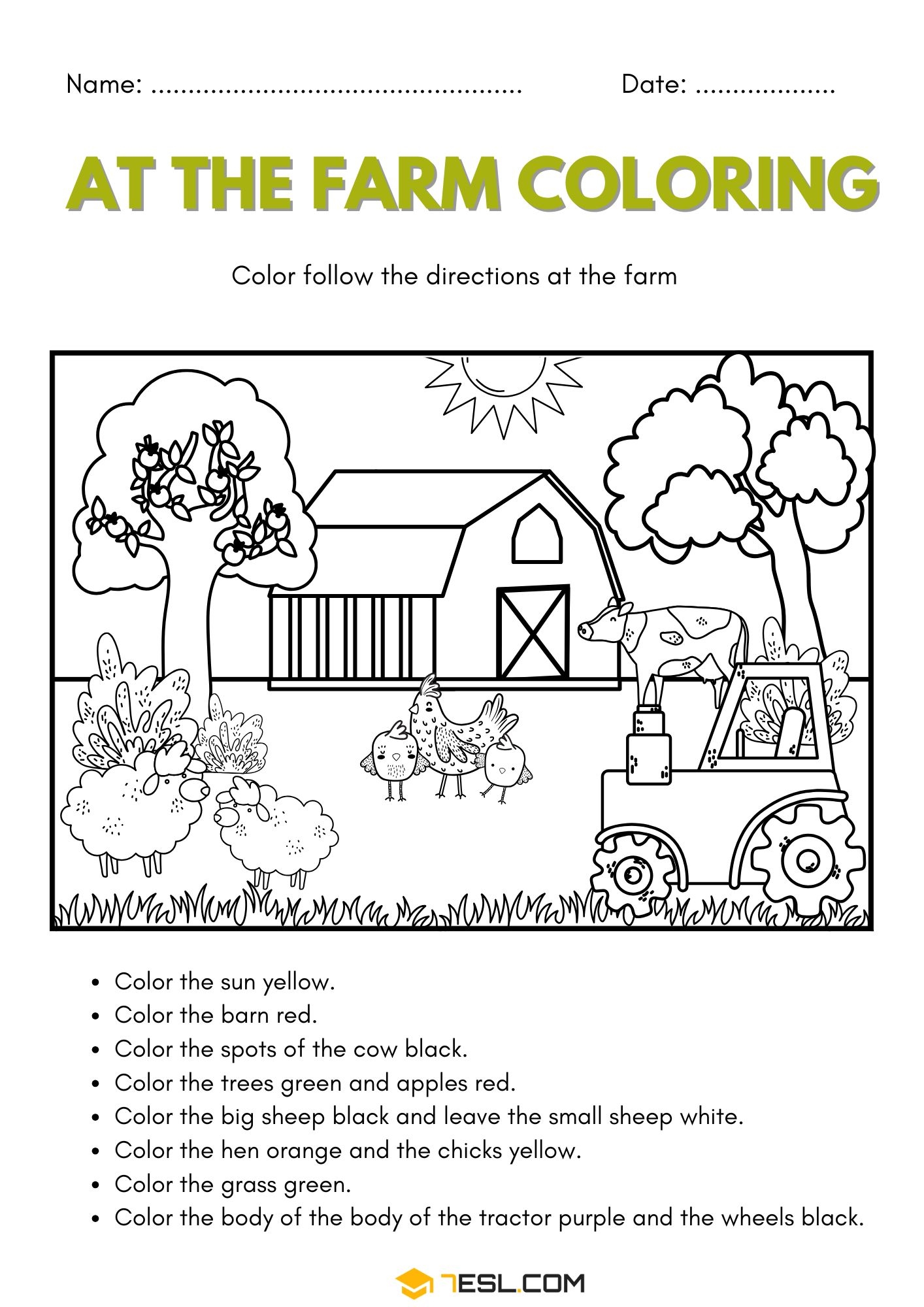 Free Printable Farm Animals Worksheets For Kids PDF 7ESL