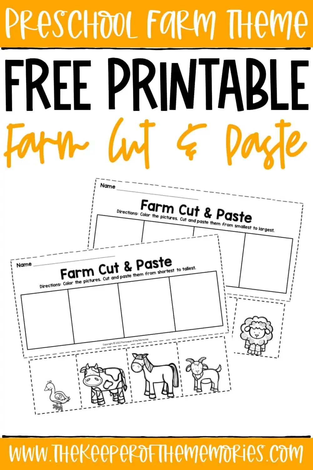 Free Printable Farm Cut And Paste Worksheets The Keeper Of The Memories