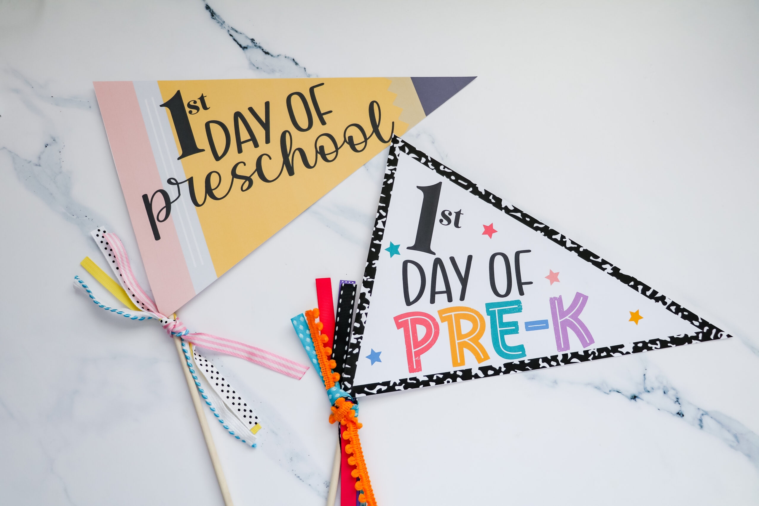 Free Printable First Day Of Preschool Pennant Flag The Denver Housewife Free Printable First Day Of Preschool Pennant Flag The Denver Housewife