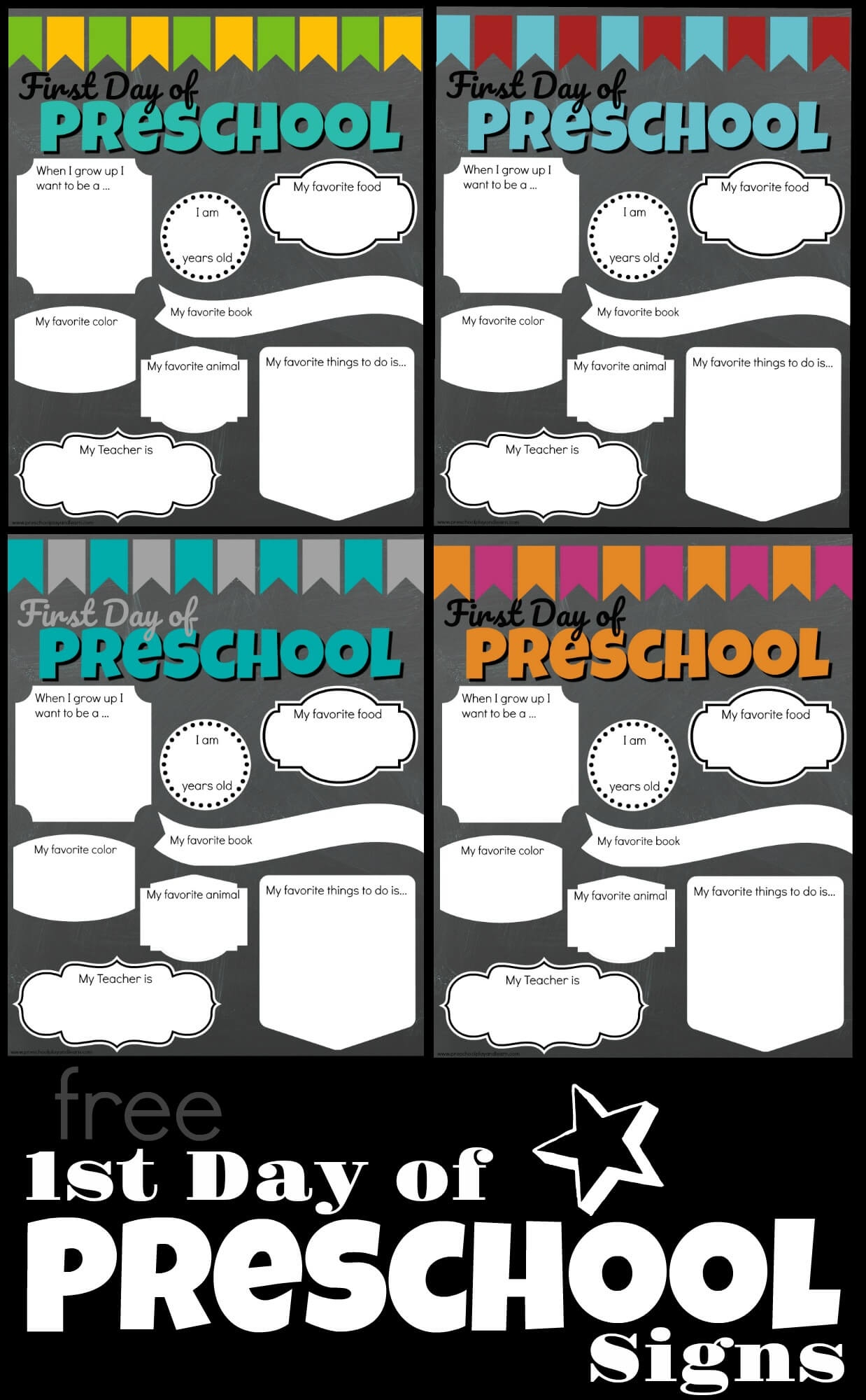 FREE Printable First Day Of Preschool Signs FREE Printable First Day Of Preschool Signs