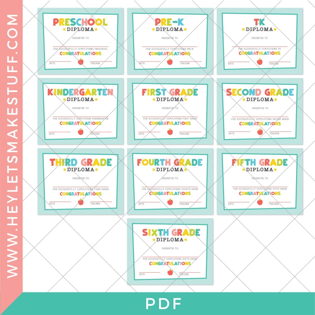 Free Printable Graduation Diploma Preschool Through 6th Grade Free Printable Graduation Diploma Preschool Through 6th Grade