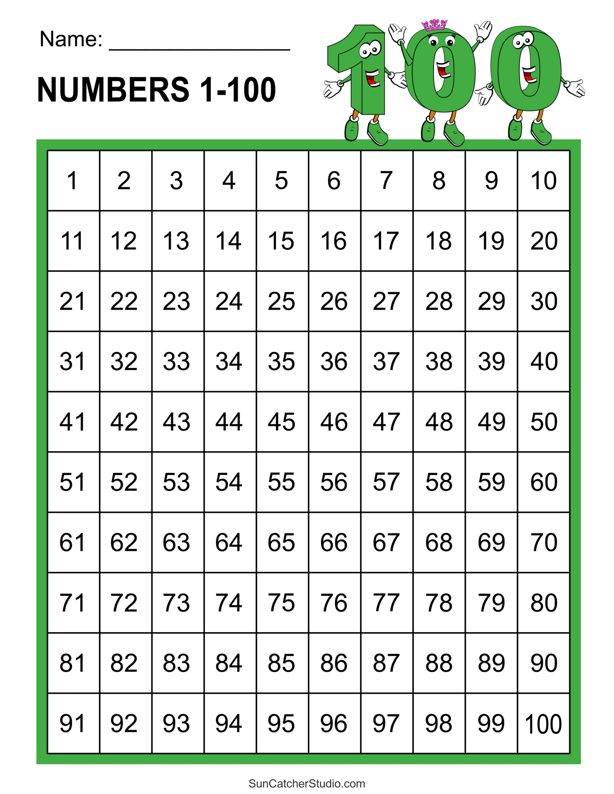 Free Printable Hundreds Charts Numbers 1 To 100 Free Printables Lettering SVG Files Tools Apps