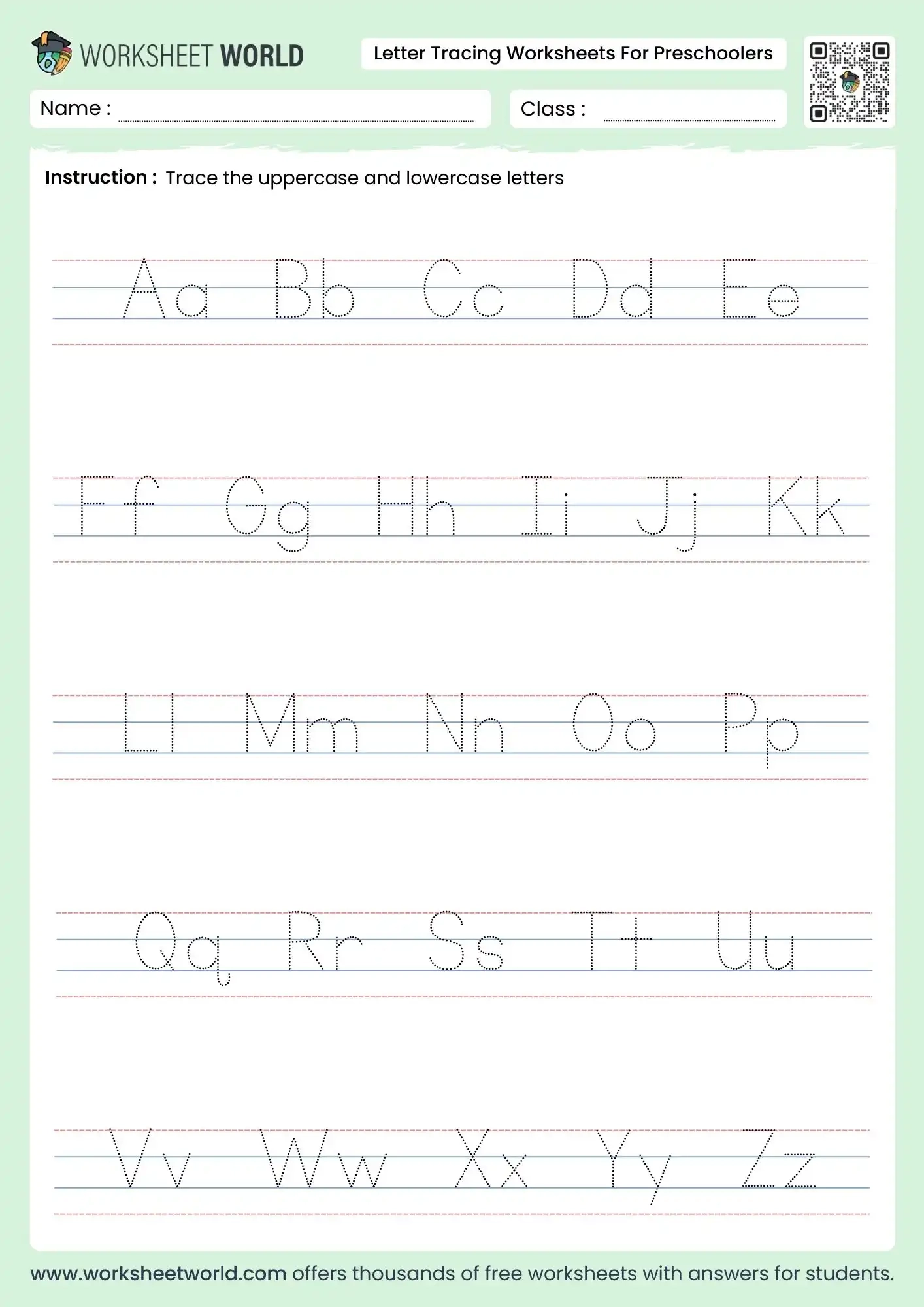 Free Printable Letter Tracing Worksheets For Preschoolers Worksheet World