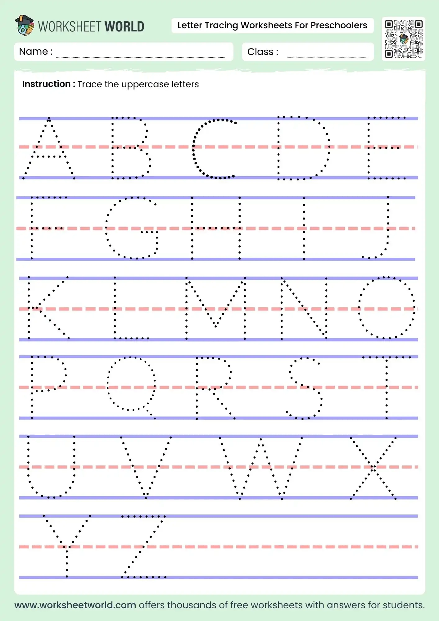 Free Printable Letter Tracing Worksheets For Preschoolers Worksheet World