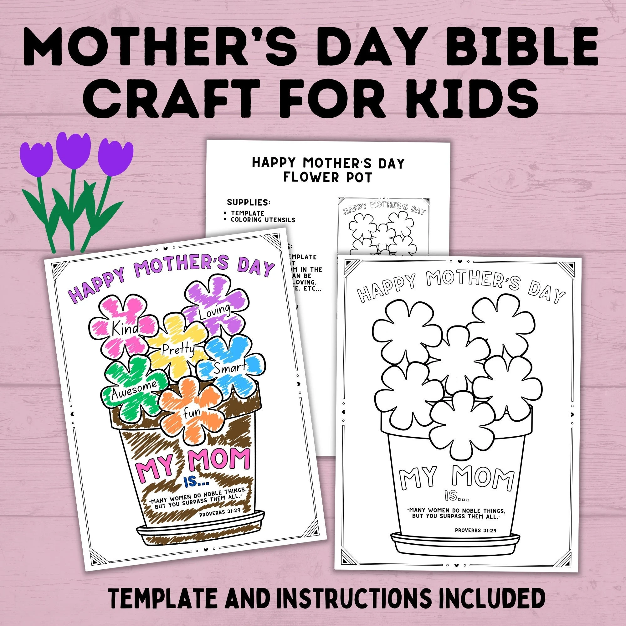 Free Printable Mother 039 s Day Craft For Children 039 s Church Mother s Day Bible Craft For Kids Free PDF Template 