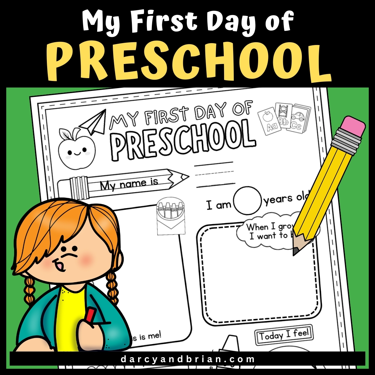Free Printable My First Day Of Preschool Worksheet