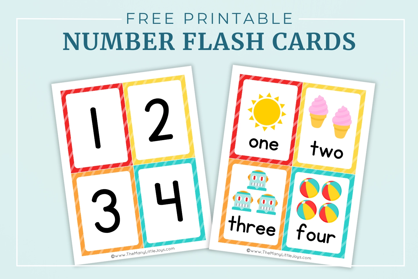 Free Printable Number Flashcards Counting Cards The Many Little Joys