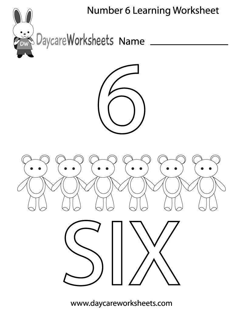 Free Printable Number Six Learning Worksheet For Preschool Free Printable Number Six Learning Worksheet For Preschool
