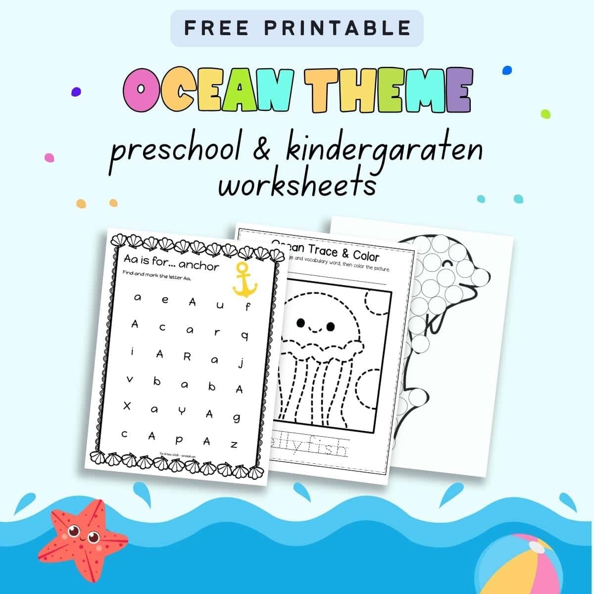 Free Printable Ocean Themed Preschool Worksheets For Preschool Kindergarten The Artisan Life