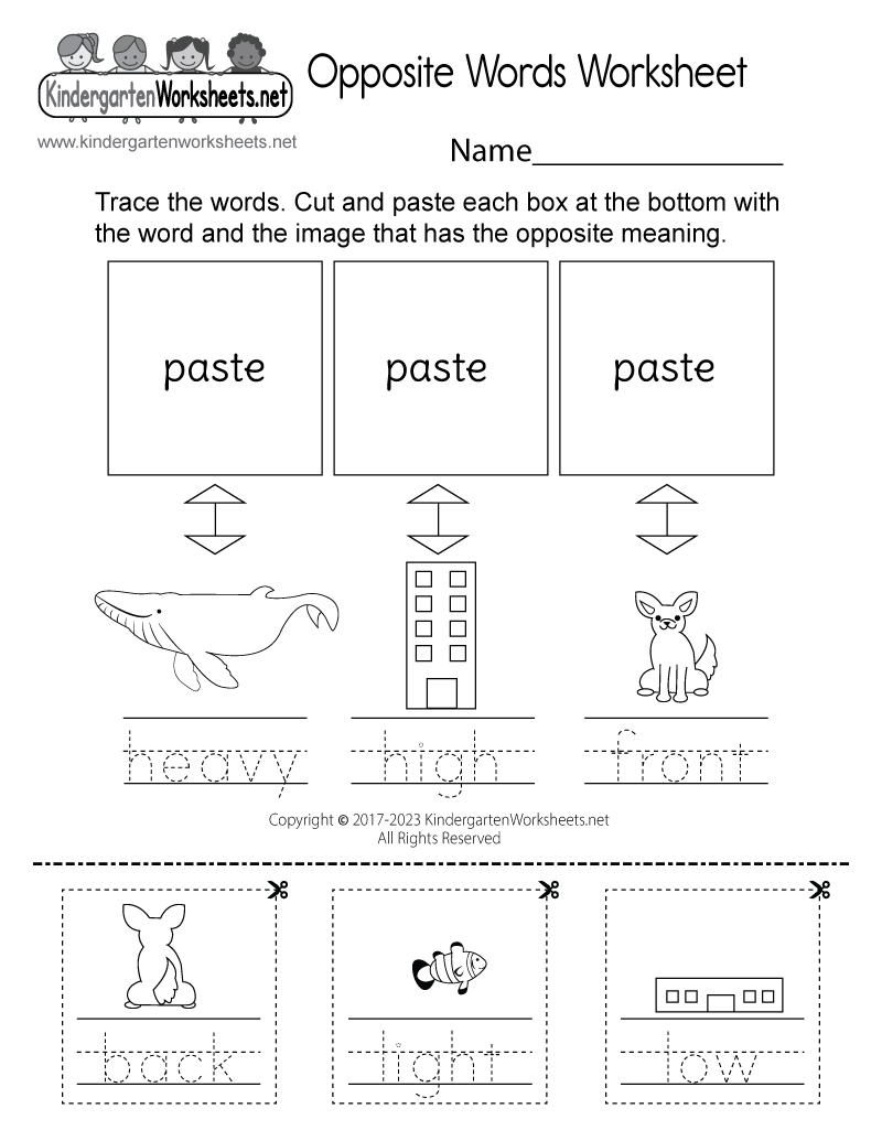 Free Printable Opposite Words Worksheet