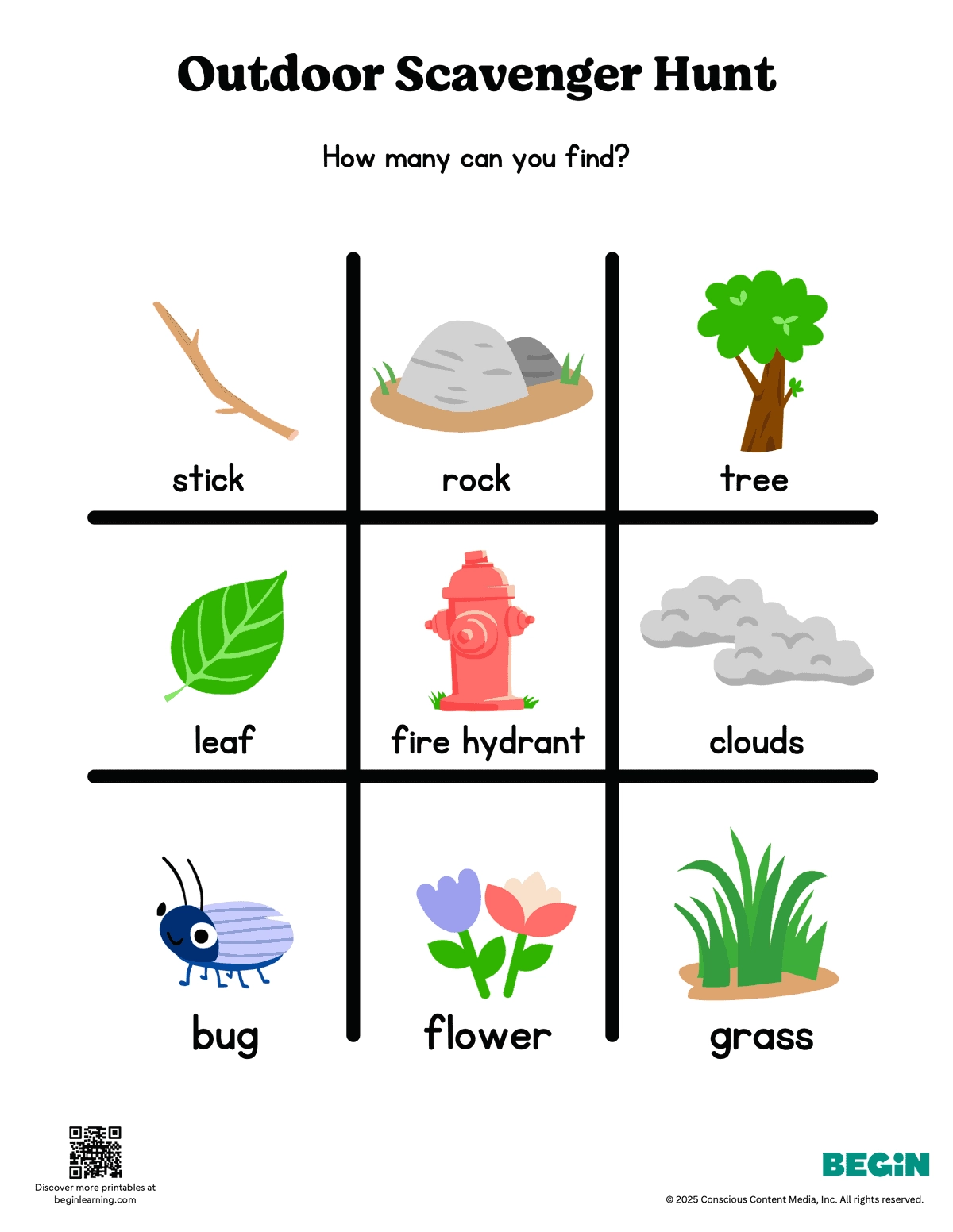 Free Printable Outdoor Scavenger Hunt For Kids Begin Learning