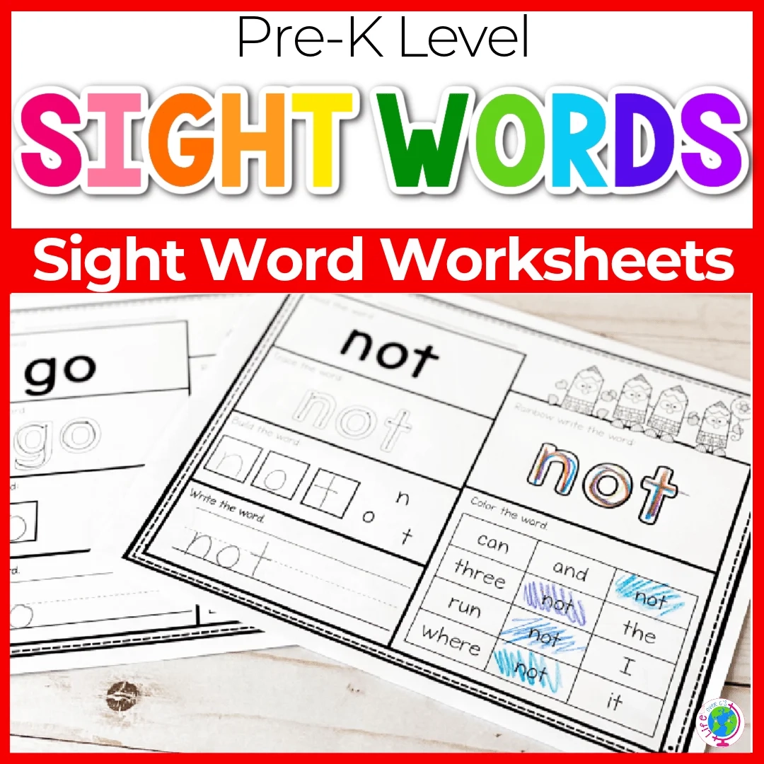 Free Printable Pre K Sight Words Worksheets