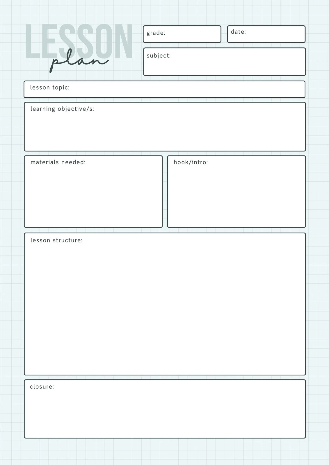 Free Printable Preschool Lesson Plan Templates Canva