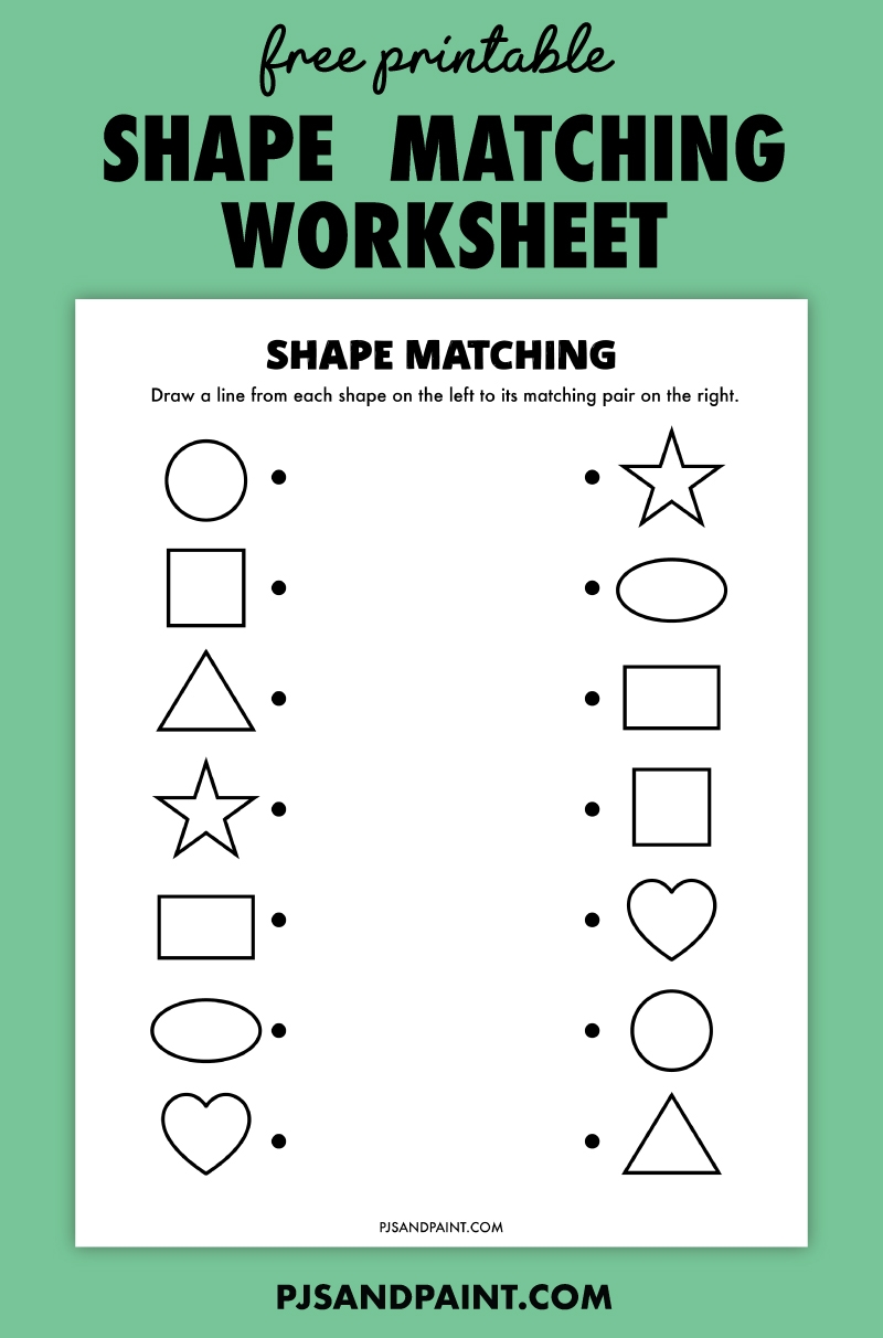 Free Printable Shape Matching Worksheet Pjs And Paint