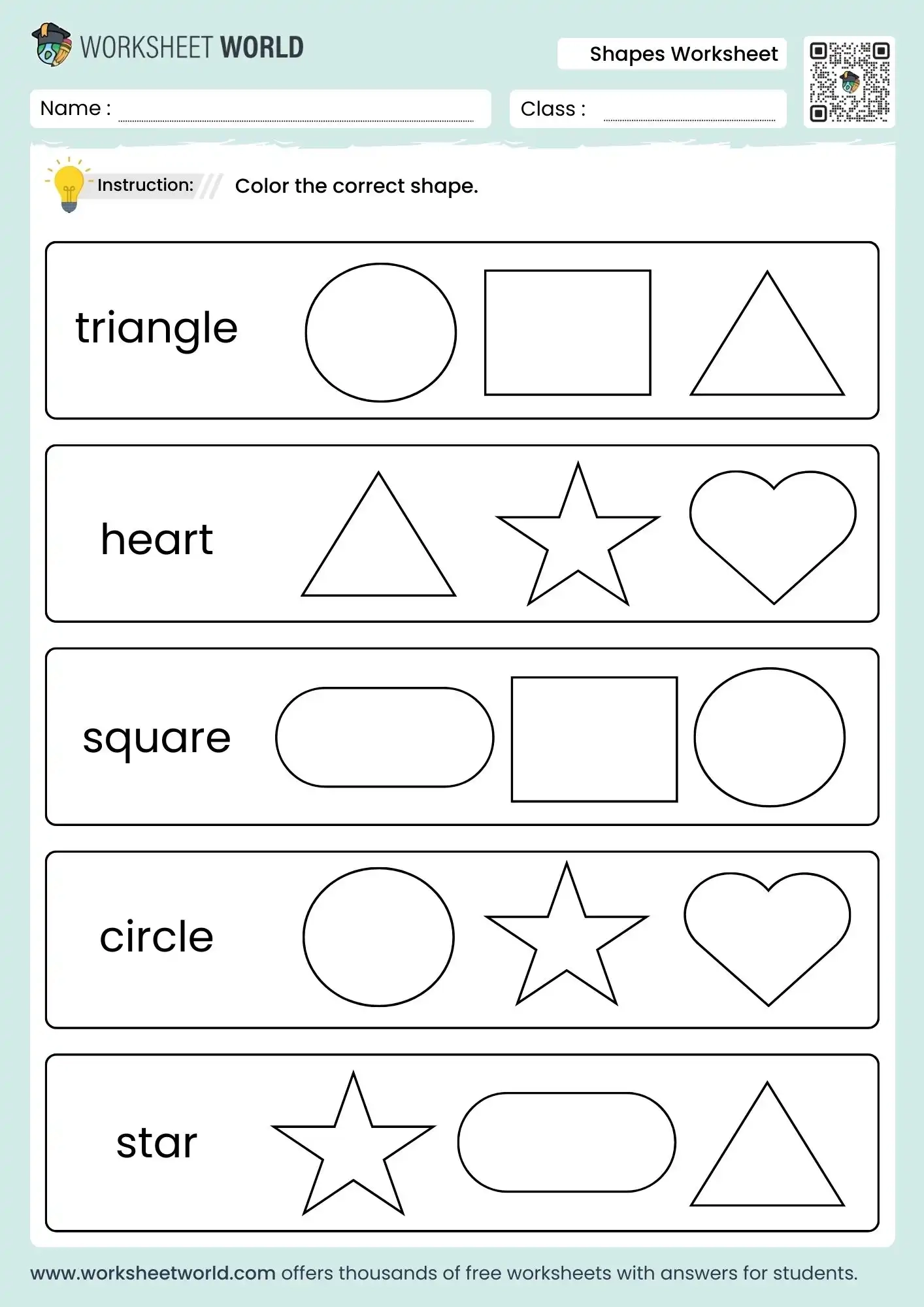 Free Printable Shapes Worksheet For Nursery Worksheet World