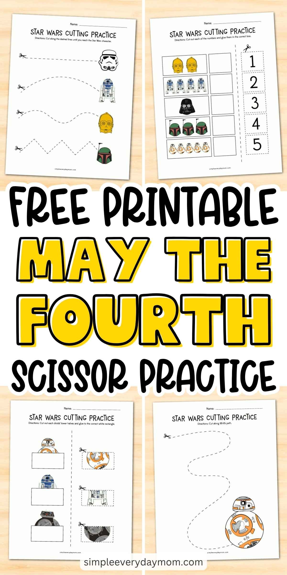 Free Printable Star Wars Cutting Practice Worksheets For Early Learners