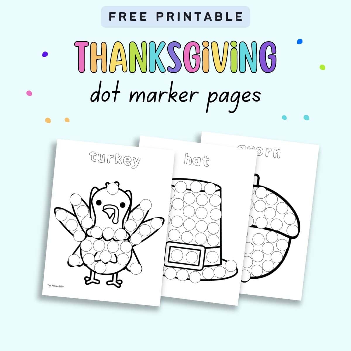 Free Printable Thanksgiving Dot Marker Pages With Vocabulary The Artisan Life