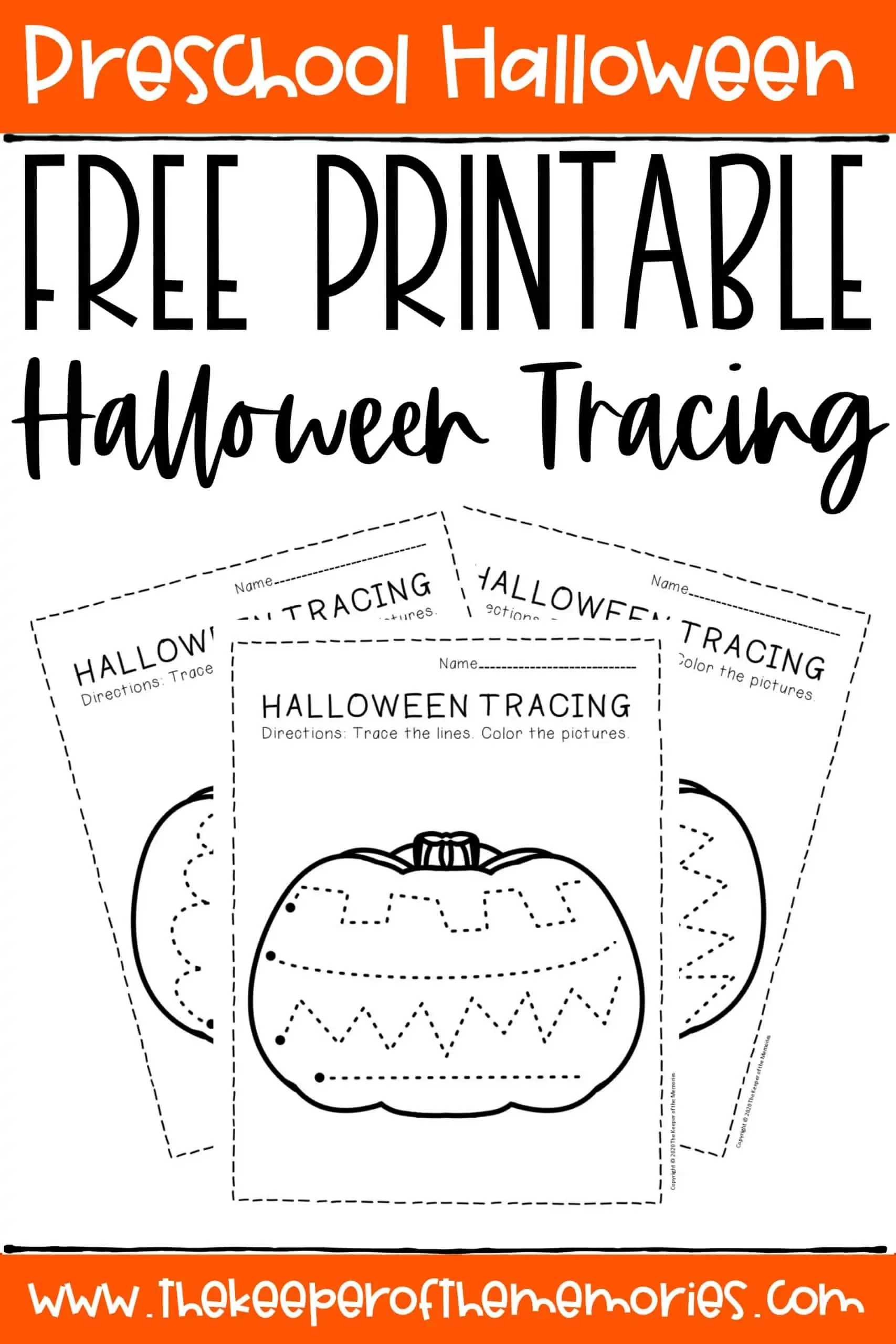 Free Printable Tracing Halloween Preschool Worksheets The Keeper Of The Memories