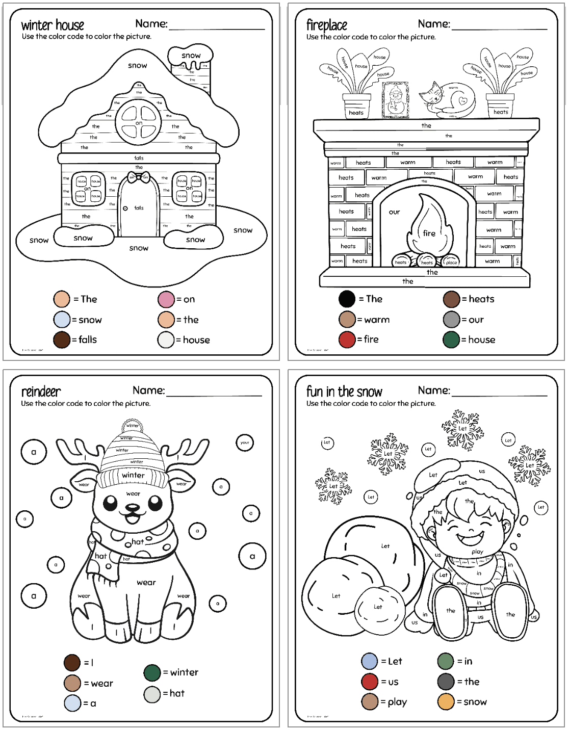 Free Printable Winter Color By Sight Word Worksheets The Artisan Life Free Printable Winter Color By Sight Word Worksheets The Artisan Life