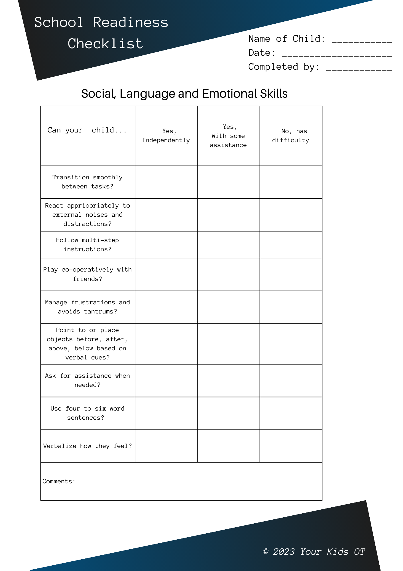 FREE School Readiness Checklist V2 2023 FREE School Readiness Checklist V2 2023