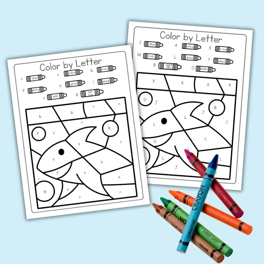Free Shark Color By Letter Worksheets Summer Learning Fun 