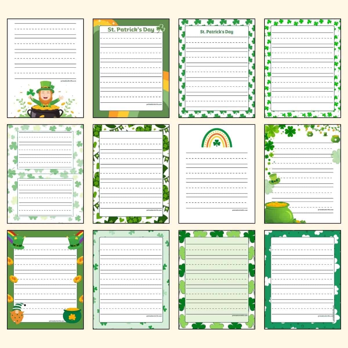 Free St Patrick s Day Handwriting Paper For Kindergarten