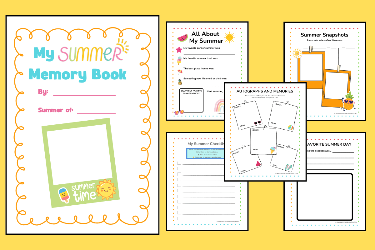 Free Summer Memory Book Printable For Kids DIY Scrapbook Journal Raising Veggie Lovers