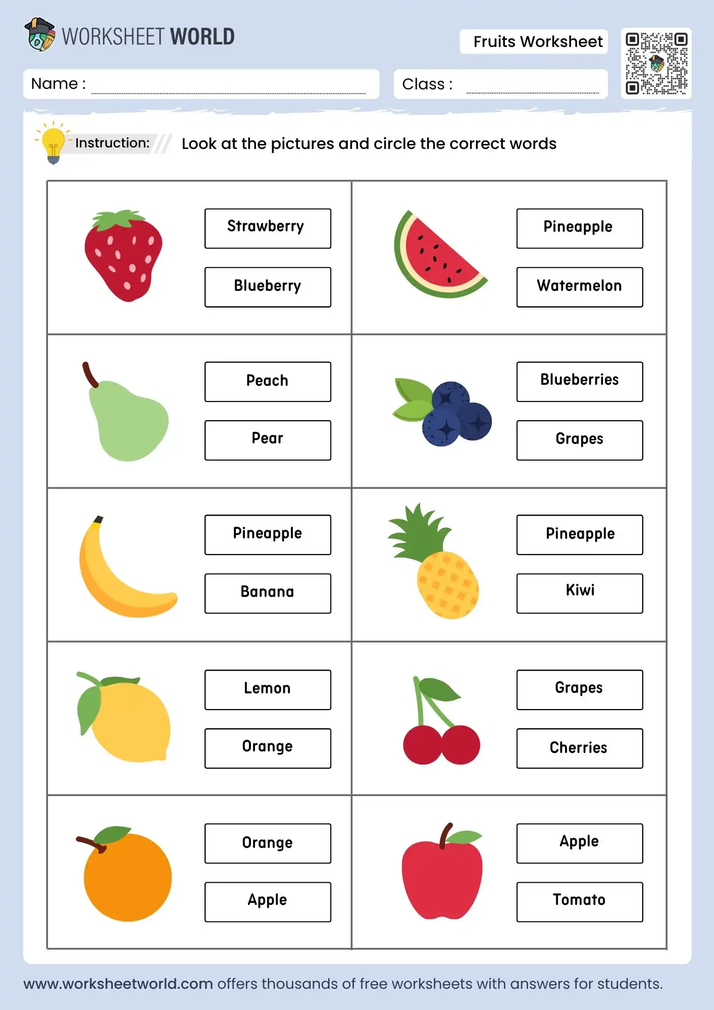 Fruits Worksheet For Kindergarten Fun Learning PDF Worksheet World Fruits Worksheet For Kindergarten Fun Learning PDF Worksheet World