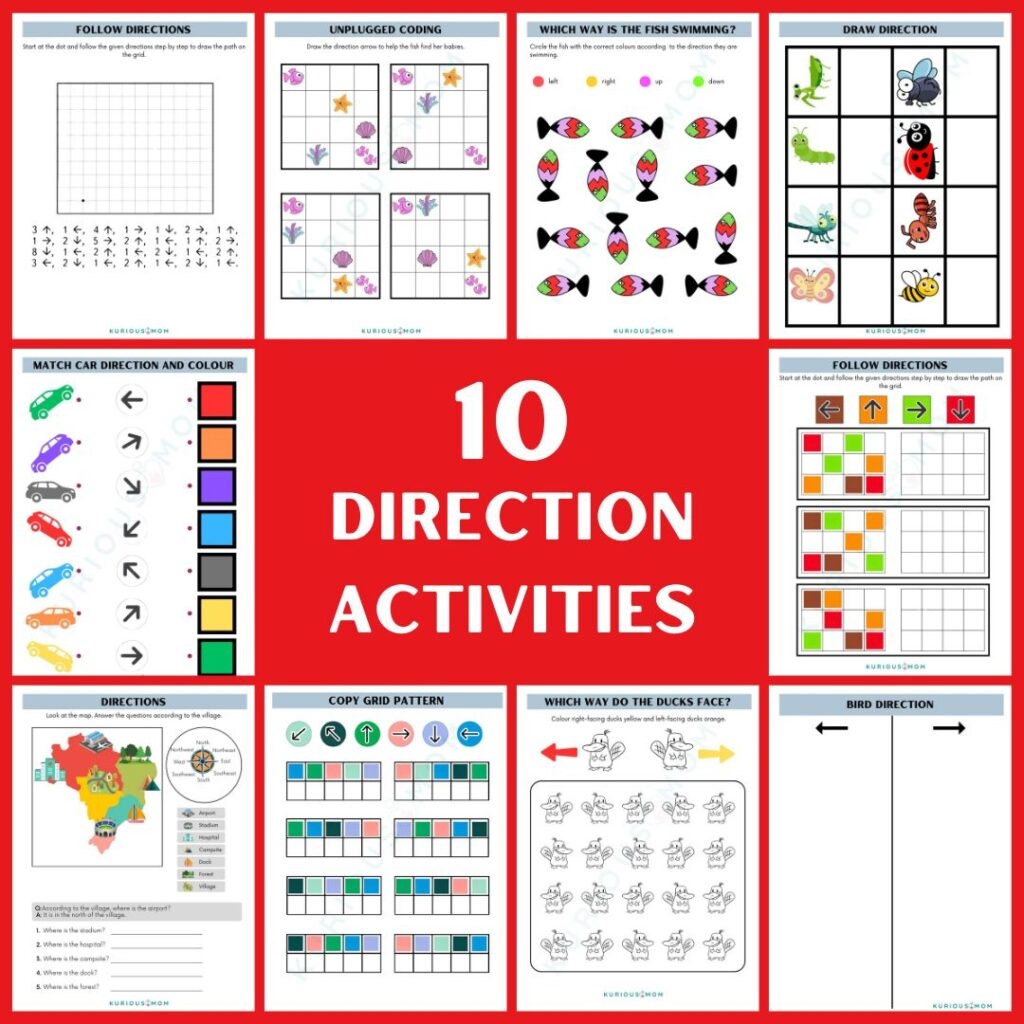 Fun Direction Worksheets For Kids Free Printable PDFs KuriousMom Fun Direction Worksheets For Kids Free Printable PDFs KuriousMom