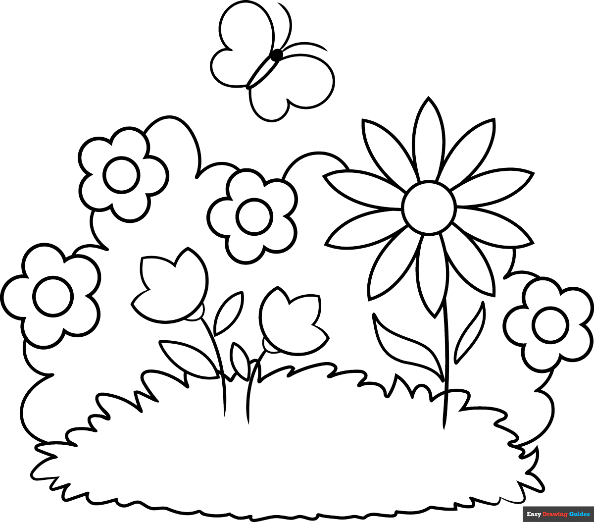 Garden For Kids Coloring Page Easy Drawing Guides Garden For Kids Coloring Page Easy Drawing Guides