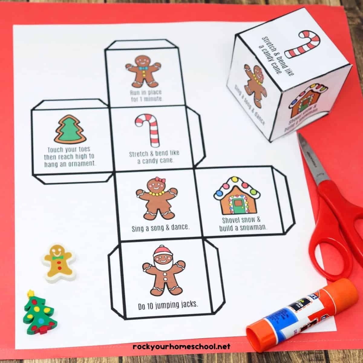 Gingerbread Man Activity Cube To Get Up And Move Free Rock Your Homeschool