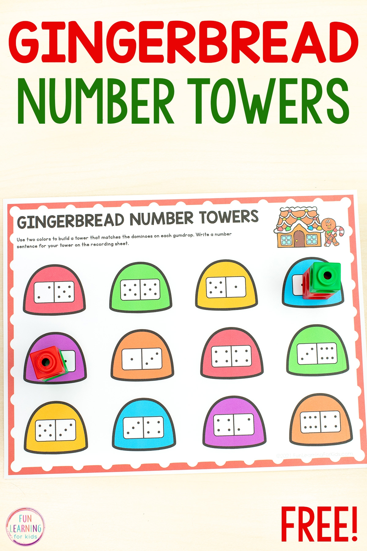 Gingerbread Number Towers Free Printable Math Activity Gingerbread Number Towers Free Printable Math Activity