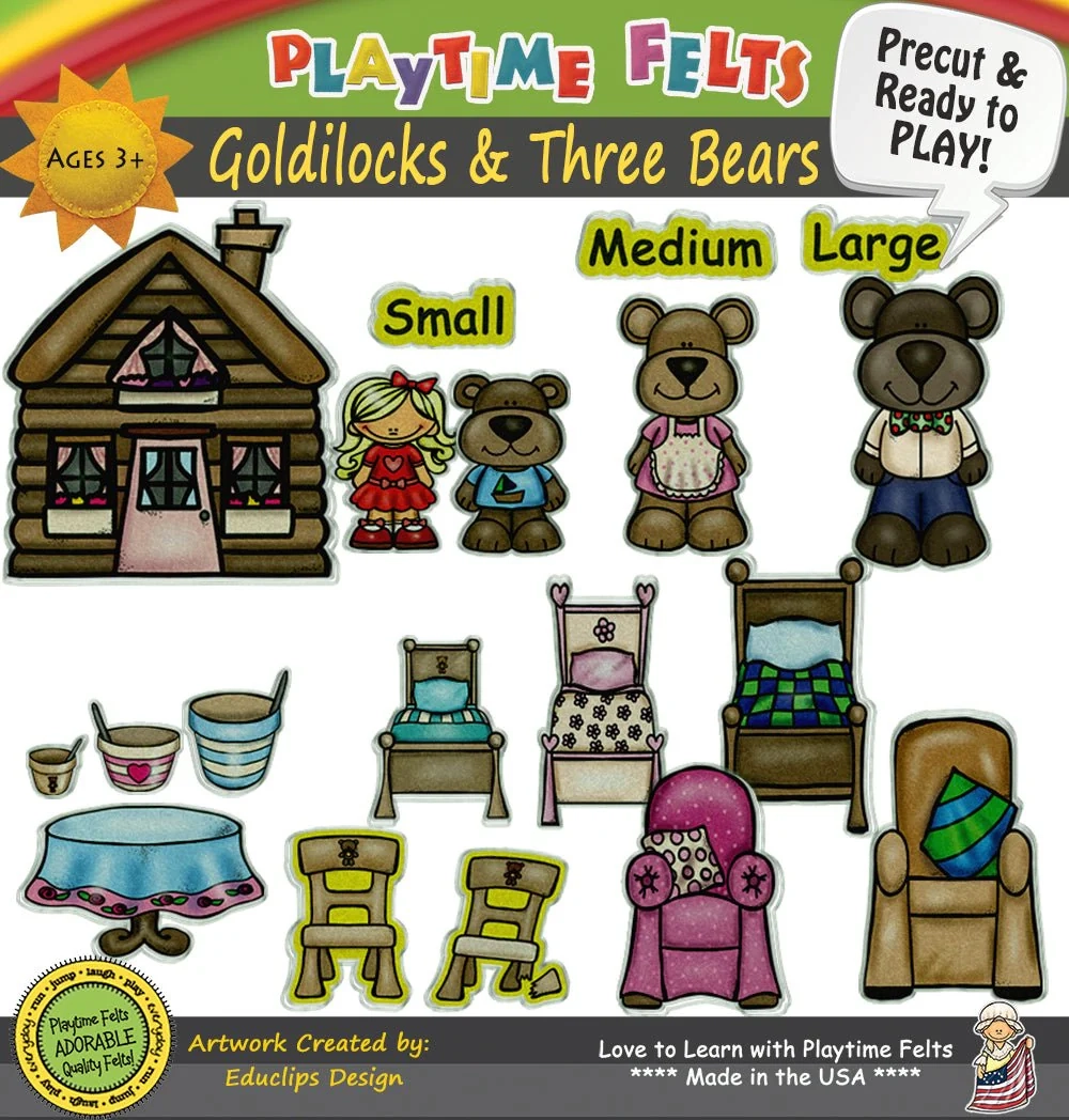 Goldilocks And The Three Bears Felt Story For Flannel Board Playtime Felts Goldilocks And The Three Bears Felt Story For Flannel Board Playtime Felts