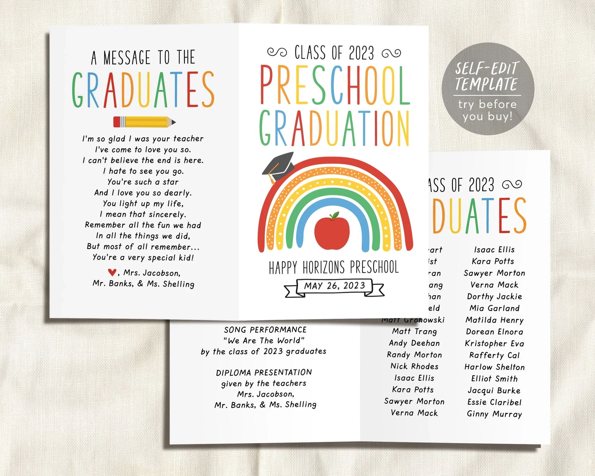 Graduation Program Editable Template For Preschool Pre K Ceremony Pro Puff Paper Co Graduation Program Editable Template For Preschool Pre K Ceremony Pro Puff Paper Co