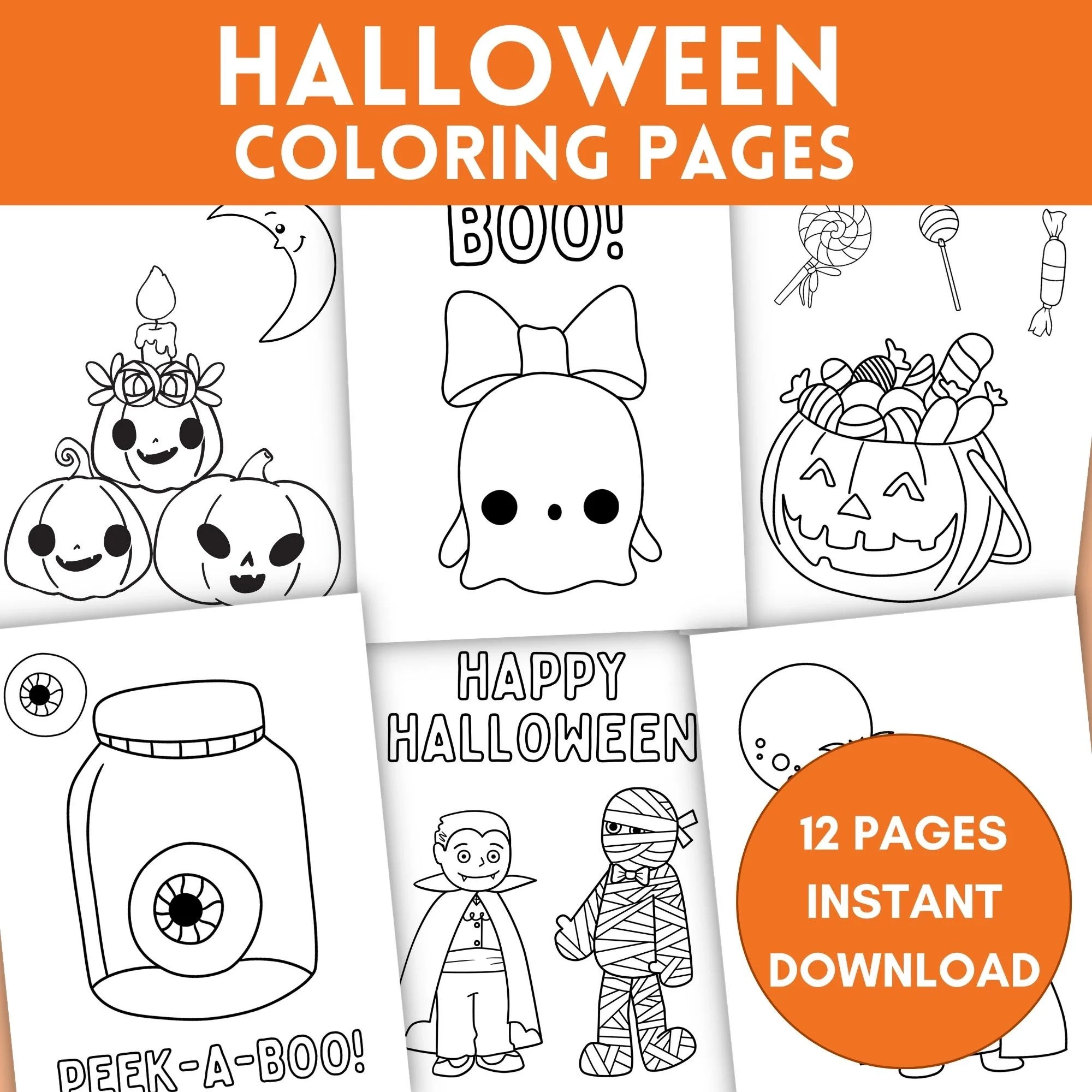 Halloween Coloring Pages Kids Halloween Coloring Sheets Halloween Activity Coloring Pages Toddler Coloring Printable Coloring Pages 12 Etsy