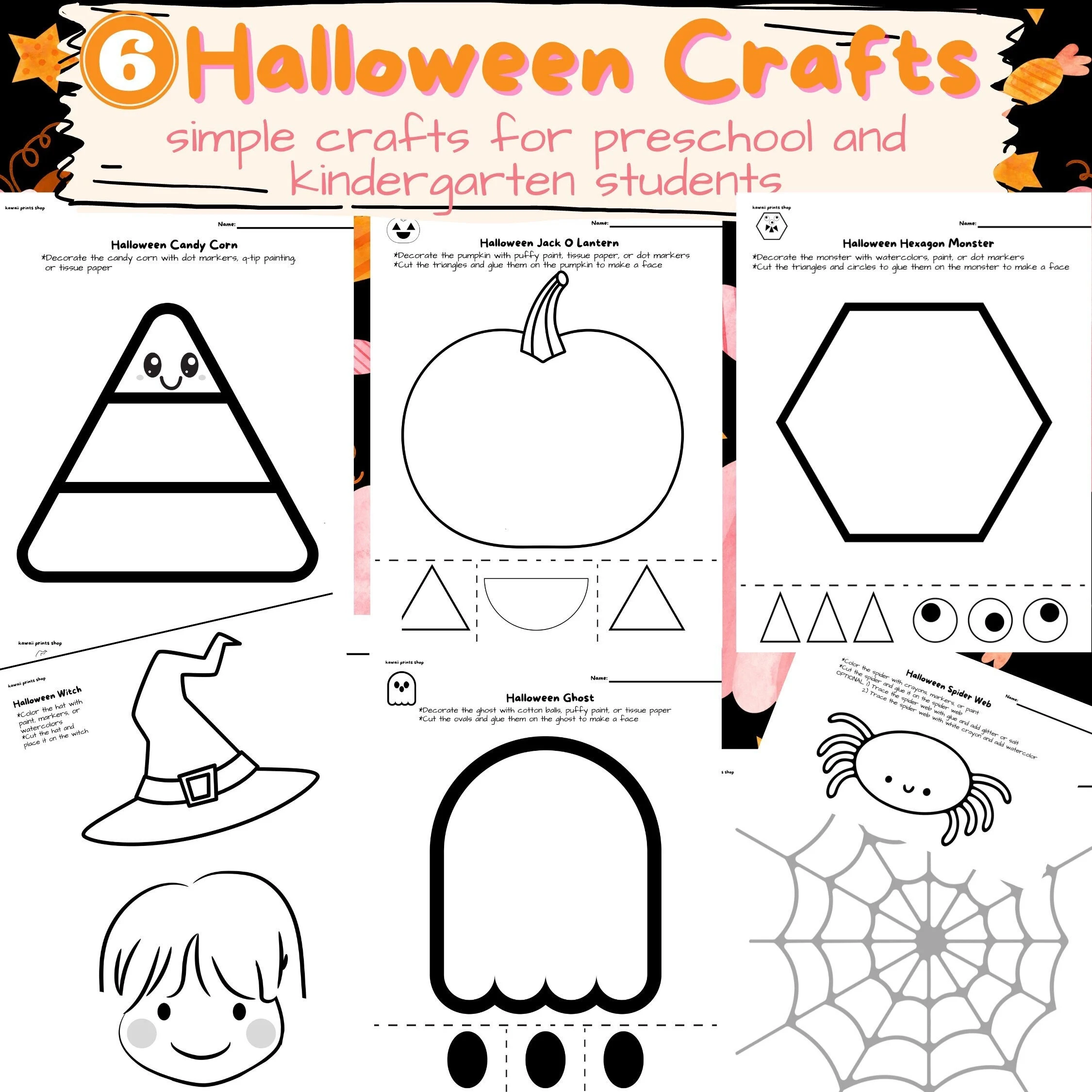 Halloween Coloring Pages Kids Halloween Craft Preschool Activities Halloween Party Toddler Activities Classroom Games Worksheet Bundle Etsy