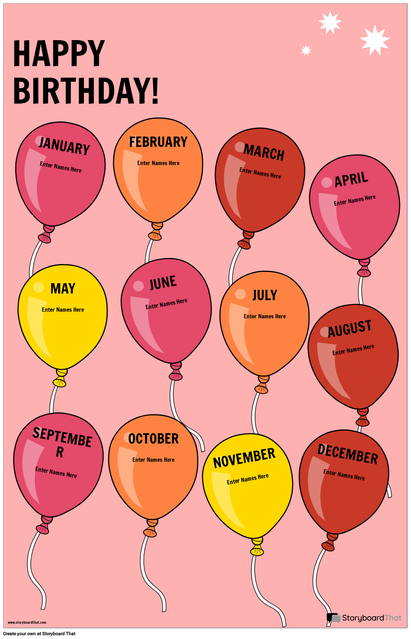 Happy Birthday Classroom Poster With Balloons Happy Birthday Classroom Poster With Balloons