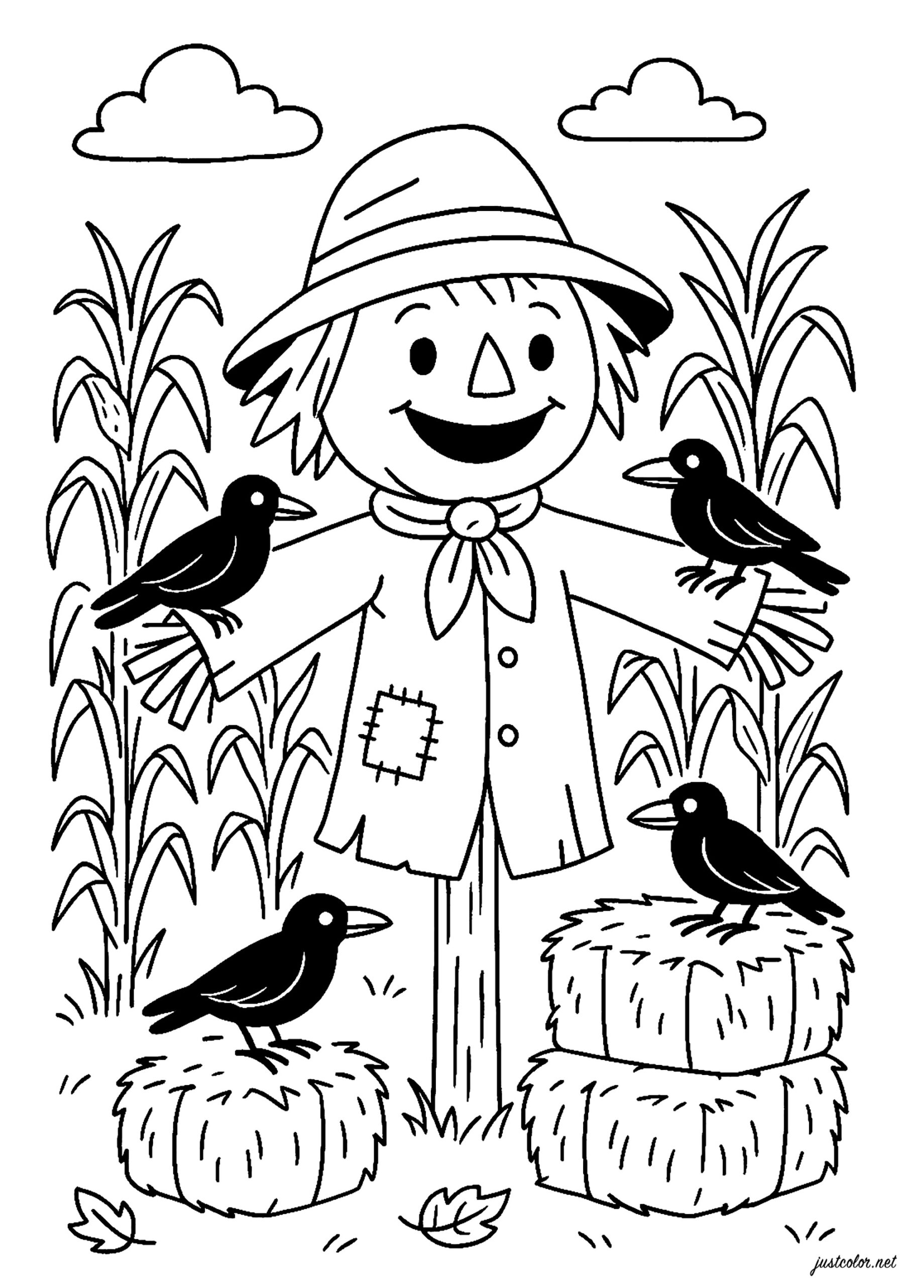 Happy Scarecrow Autumn Coloring Pages Happy Scarecrow Autumn Coloring Pages
