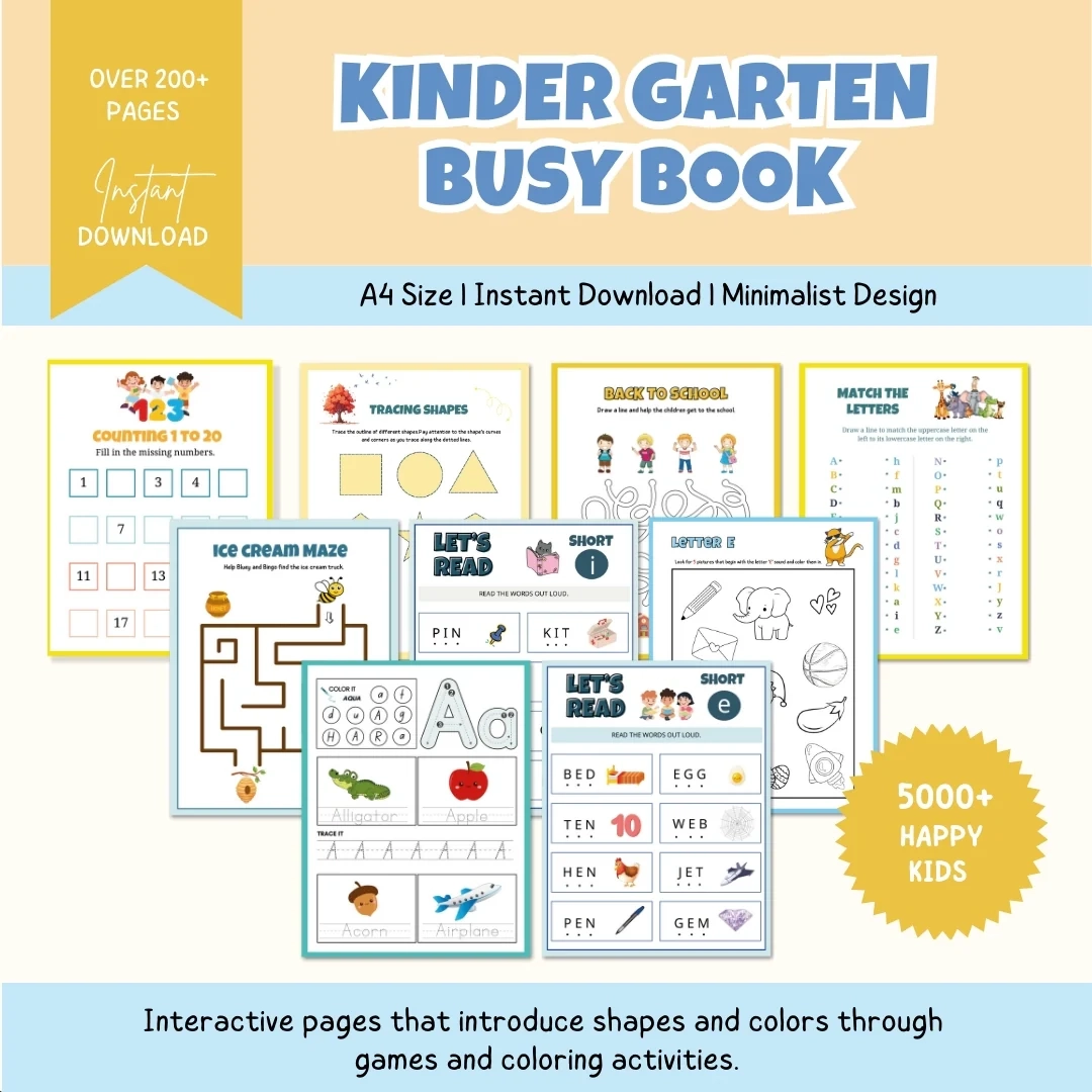 Homeschool Kindergarten Busy Book 200 Preschool Toddler Worksheet PRINTABLE WITH Lisa