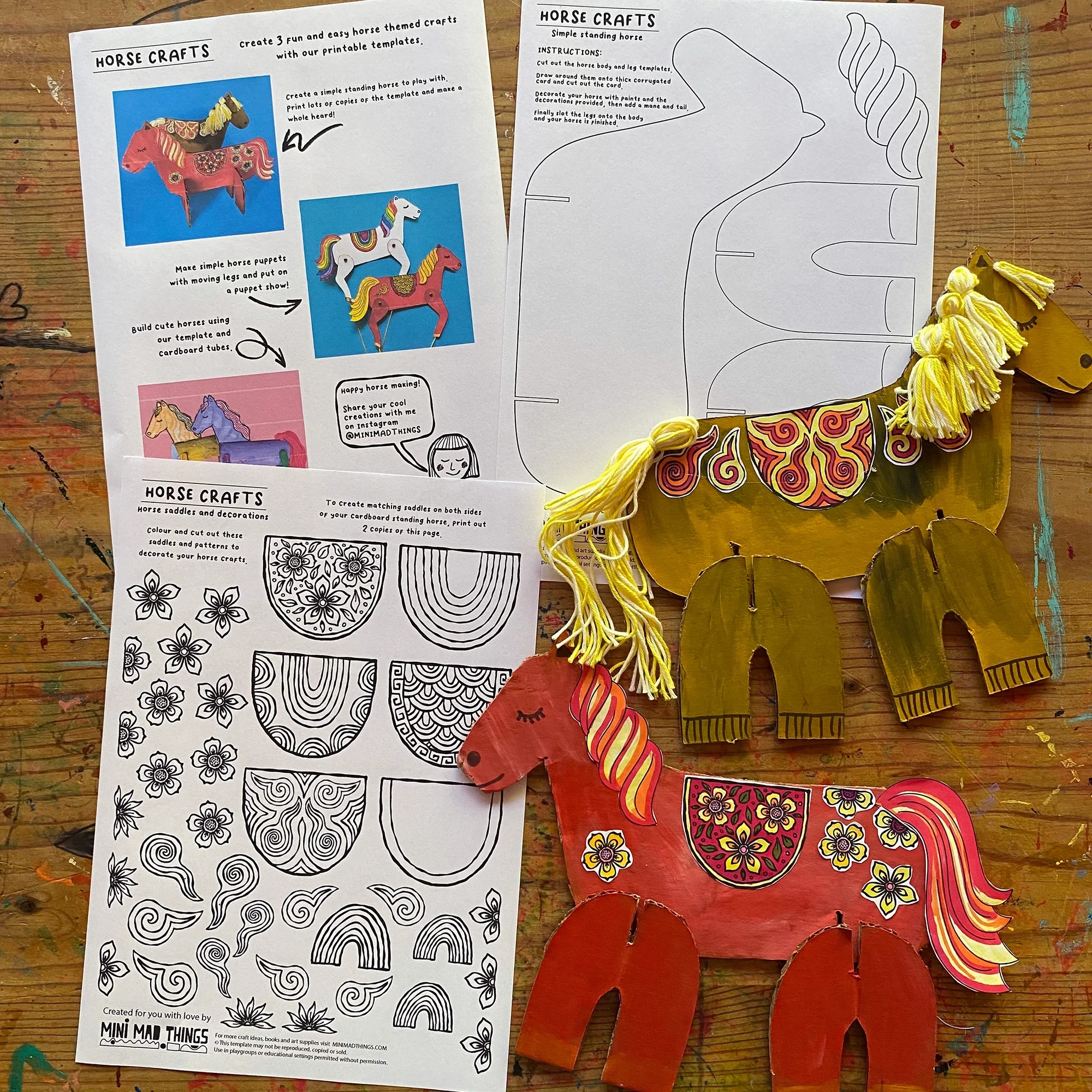 Horse Crafts Printable Templates Mini Mad Things