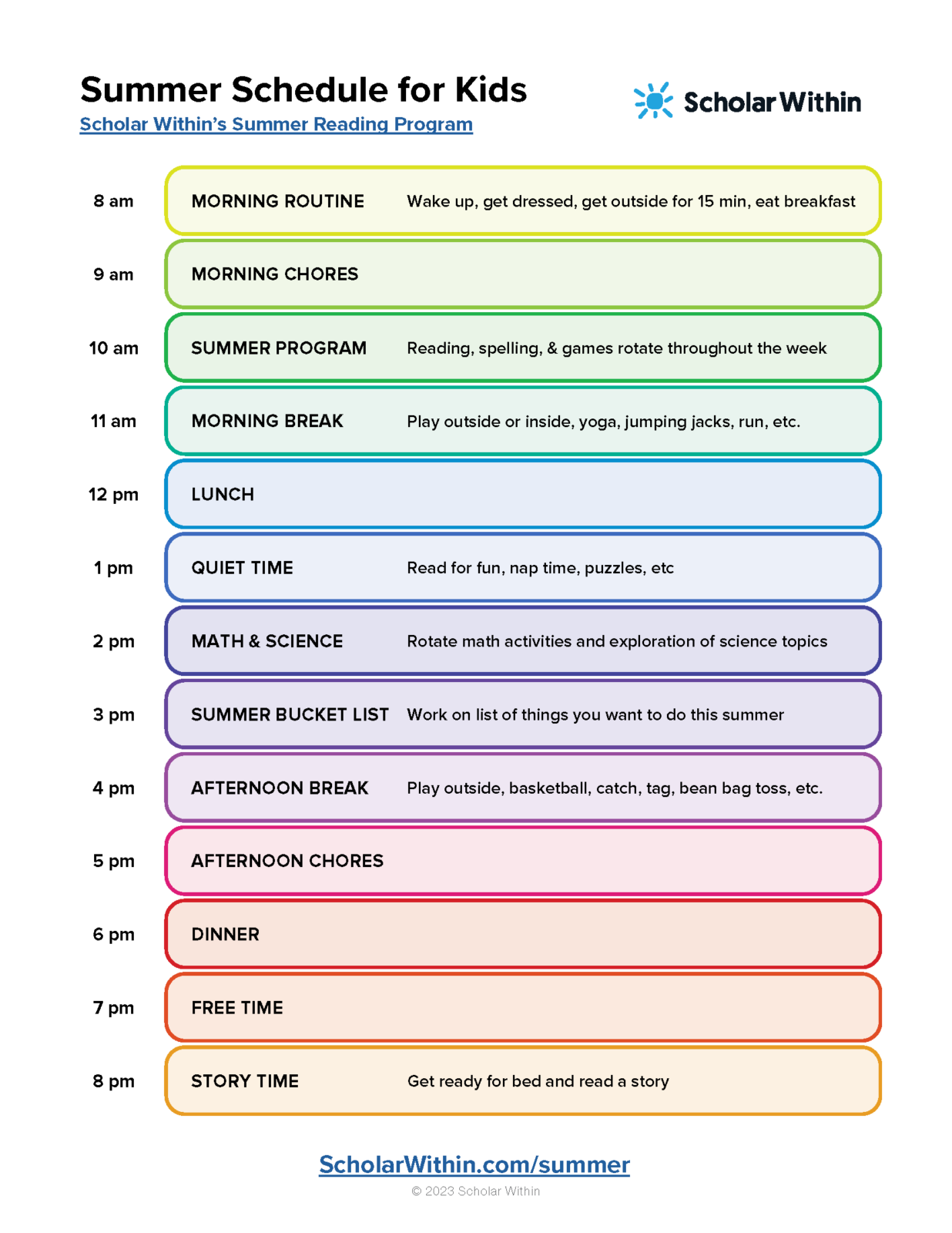 How To Create A Daily Schedule For Kids FREE Printable Scholar Within