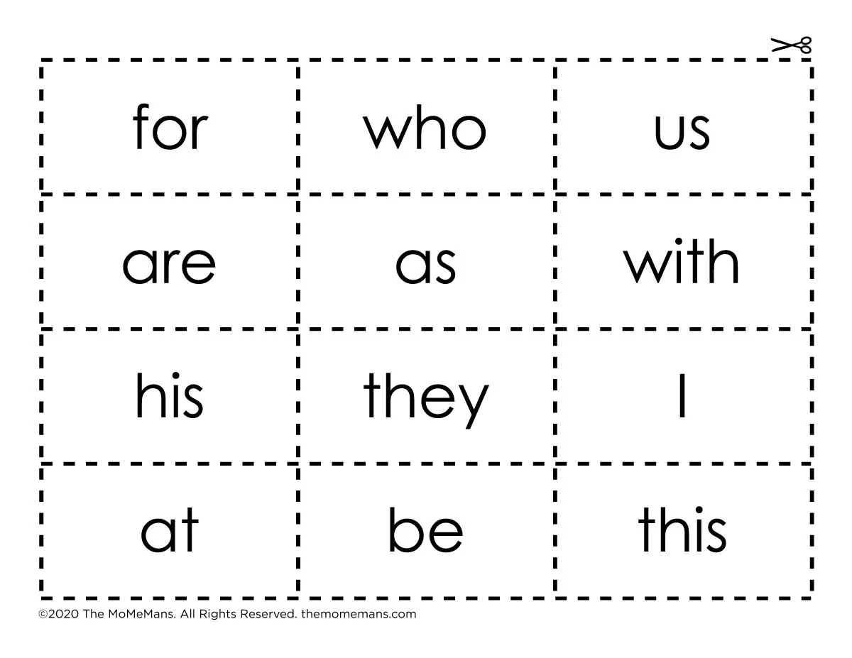 I Can Read Sight Words Printable Flash Cards Certificate The MoMeMans