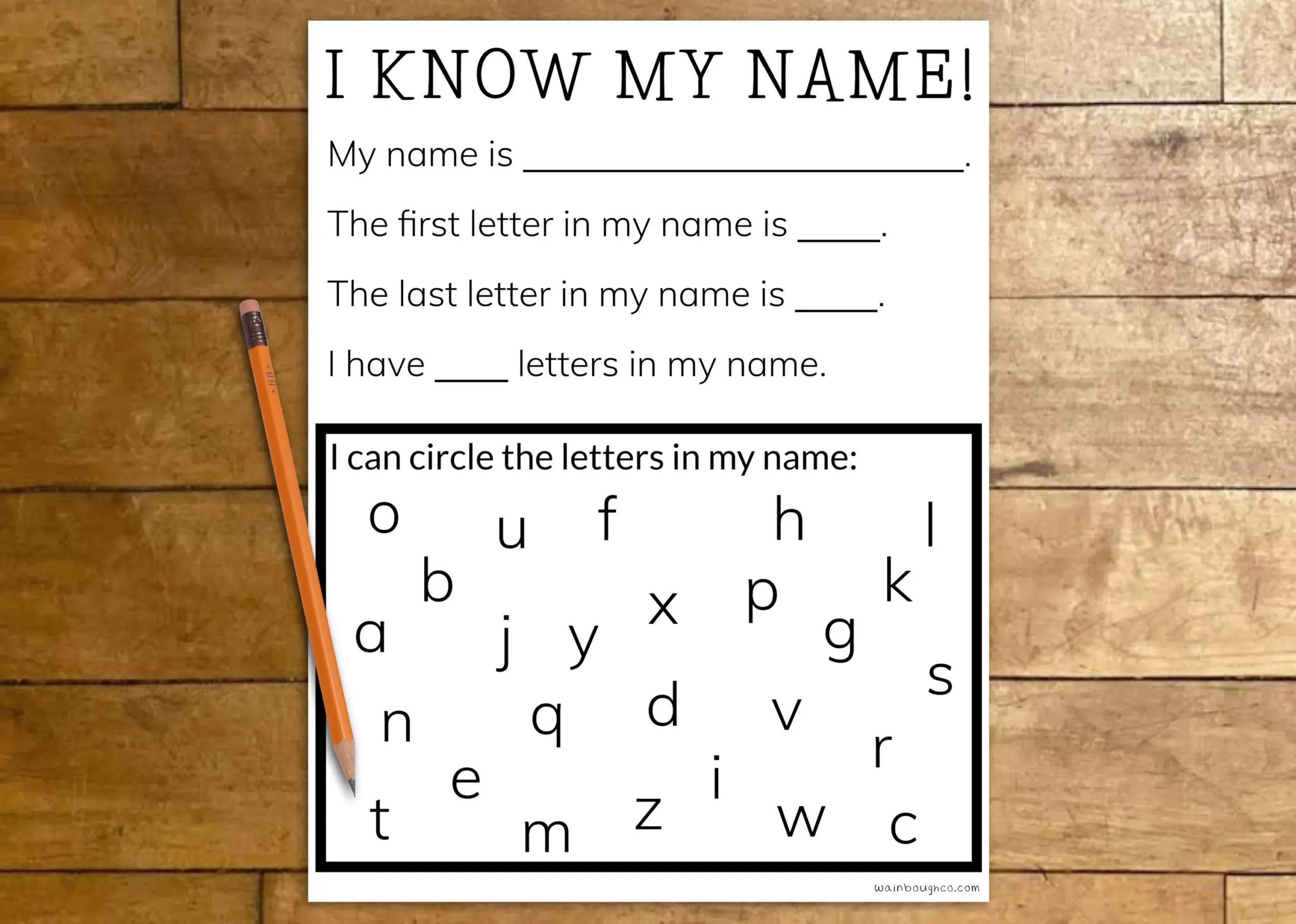 I Know My Name Writing Activity Preschool Printable Worksheets Homeschooling Simple Resources Educational Download For Kids Etsy