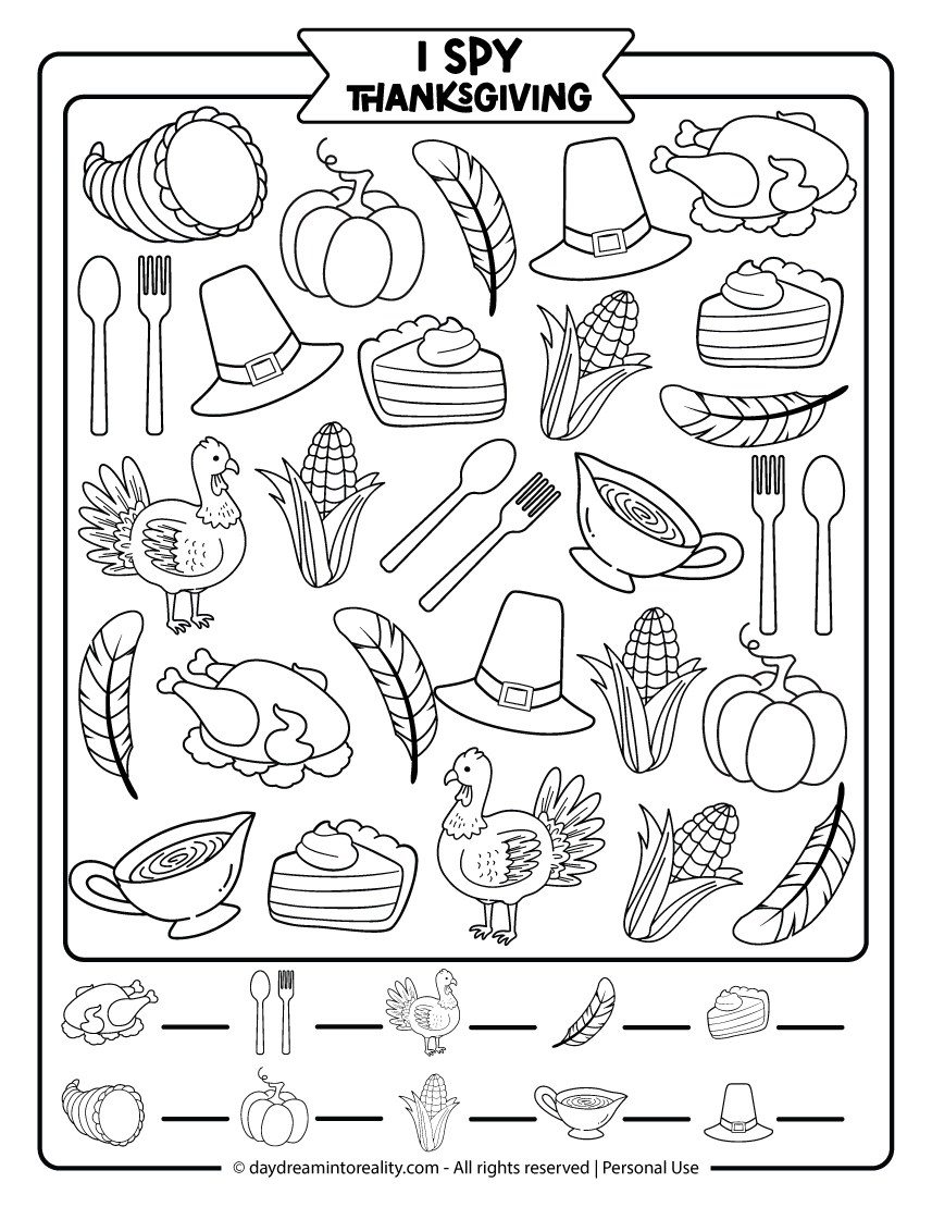 I Spy Thanksgiving PDF Printable Easy Medium And Hard Daydream Into Reality
