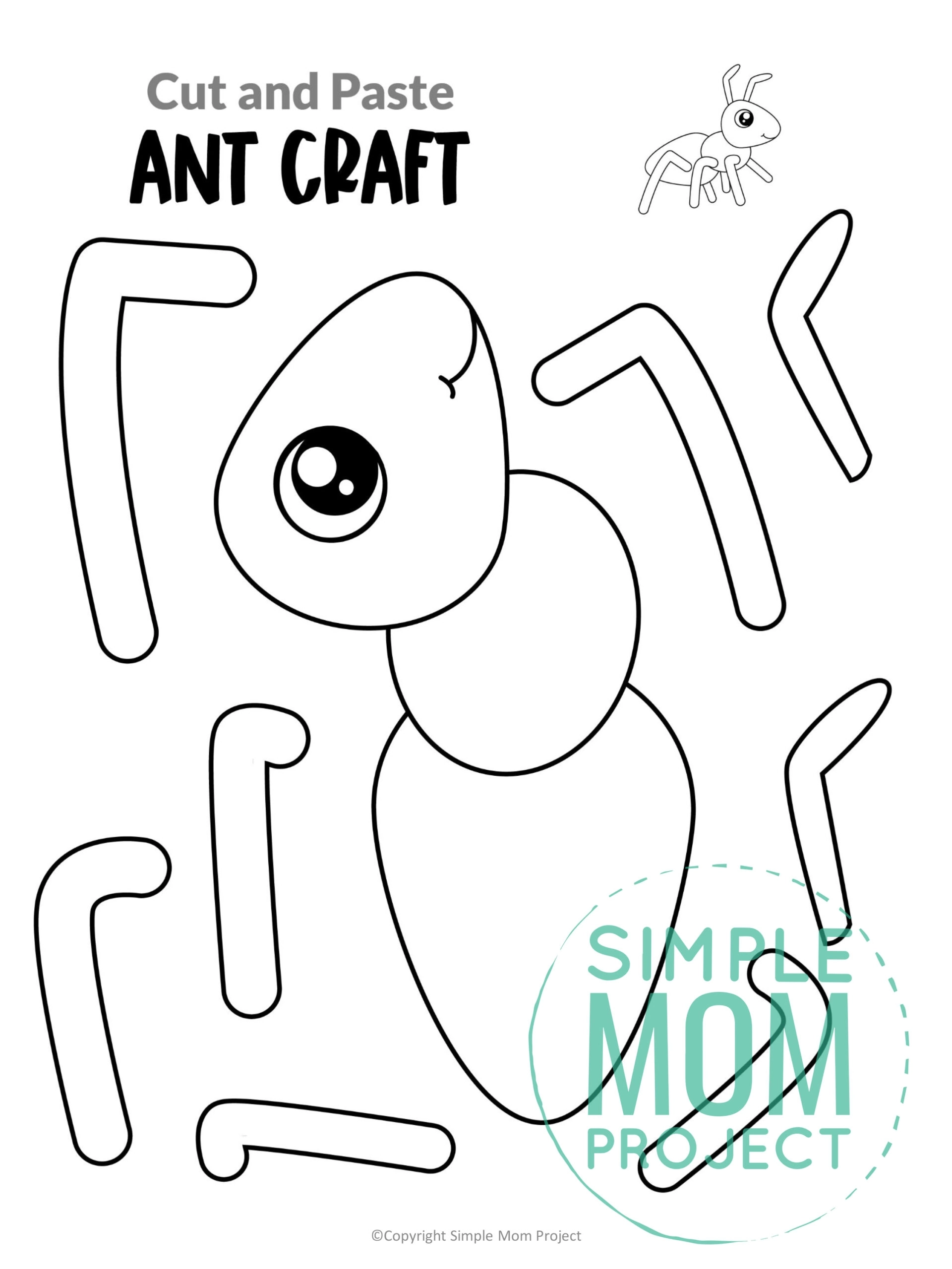 Insect Bug Crafts 12 Black White Printable Cut Paste Templates For Kids Simple Mom Project Store