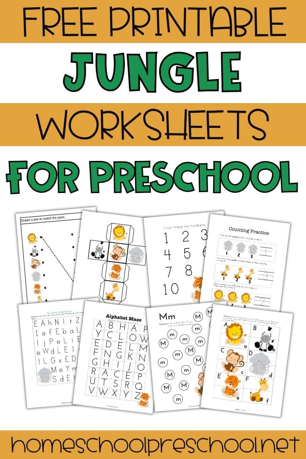 Jungle Animal Preschool Printable Pack For Early Learning