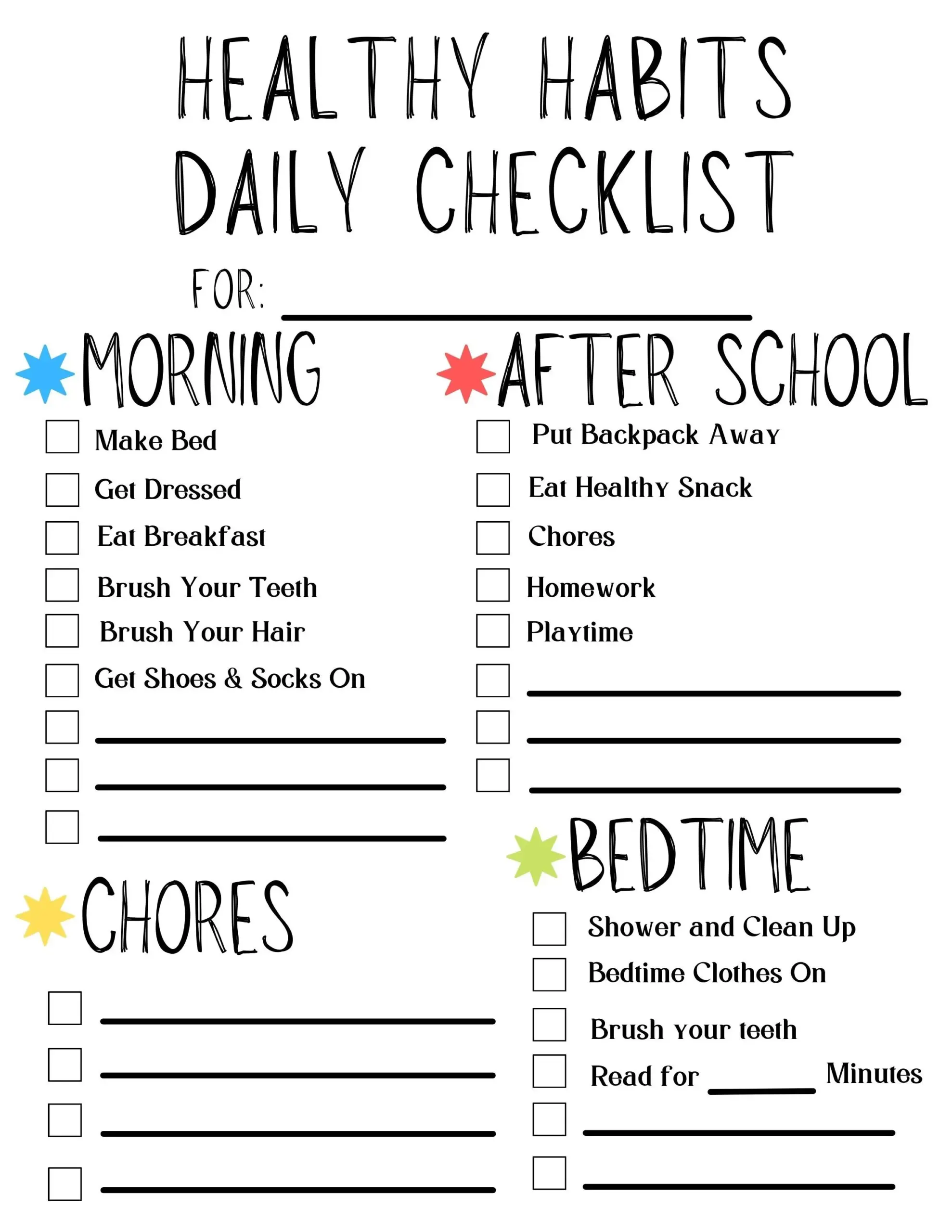 Kids Daily Routine Checklist Healthy Habits Chart PDF Etsy Hong Kong