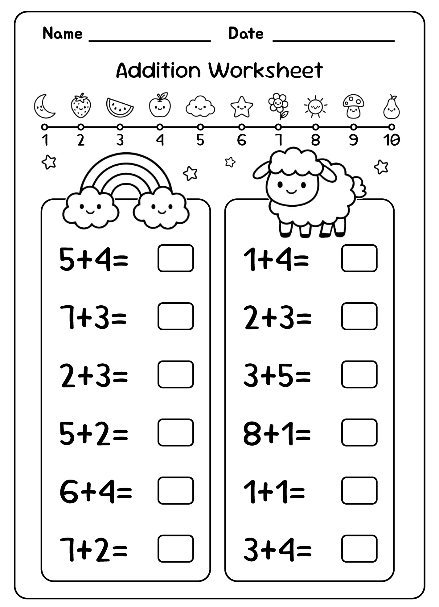 Kindergarten Addition Worksheet Free Google Docs Template Gdoc io