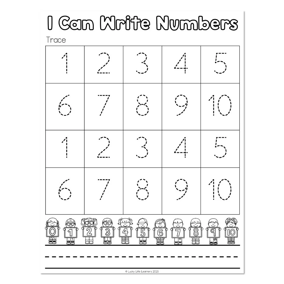Kindergarten Back To School Pack Math I Can Write Numbers 1 10 Lucky Little Learners