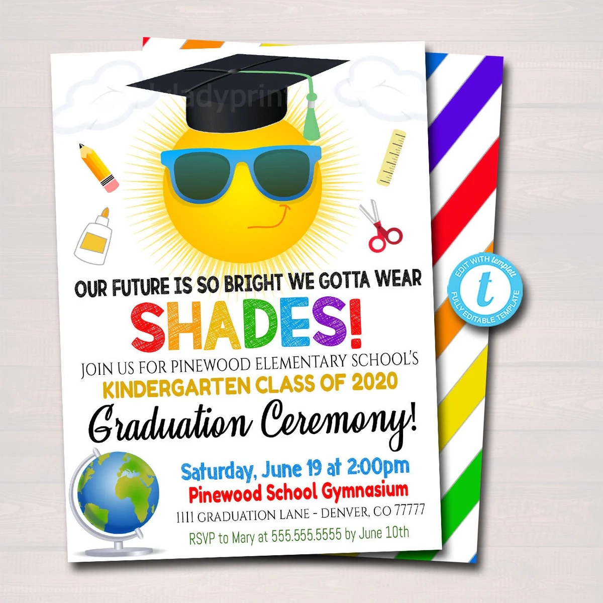 Kindergarten Graduation Invitation TidyLady Printables